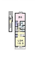 MILD松前21 1LDKの間取図画像
