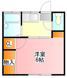 古瀬荘 1Kの間取図画像