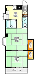 ハラホームズ 2DKの間取図画像