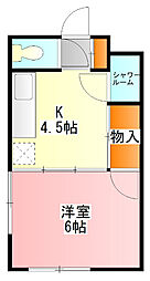 黒部ビル 1Kの間取図画像
