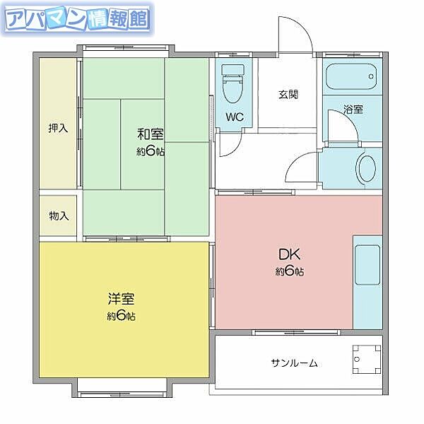 ハイツサングリーンＣ ｜新潟県新潟市西区小針6丁目(賃貸アパート2DK・2階・41.19㎡)の写真 その2