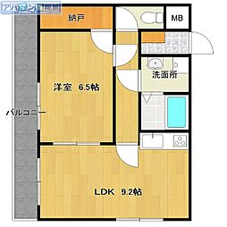 ピュアみやび一番館 3階1LDKの間取り