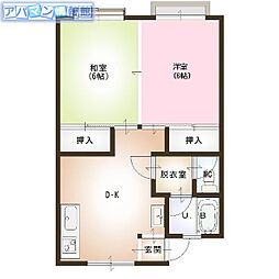 イオボヌール内野 2DKの間取図画像