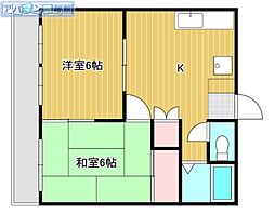 グランフォーレ寺尾 2DKの間取図画像
