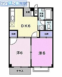 ブルースカイ 2DKの間取図画像