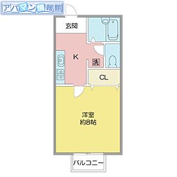 ハイツゆり 1Kの間取図画像