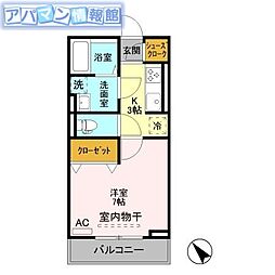 プランドール松美台 1Kの間取図画像