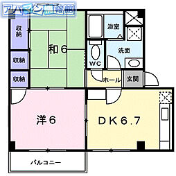 プラドール真砂A 2DKの間取図画像