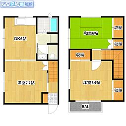 ミルトニアB 3DKの間取図画像