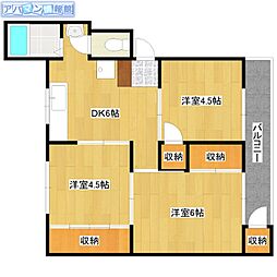 ヴィラナリー黒埼 3DKの間取図画像