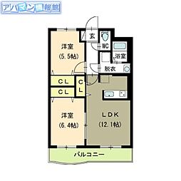 シャルマン 2LDKの間取図画像