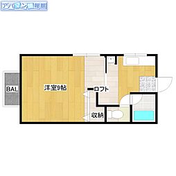 フレッシュ南台 1Kの間取図画像