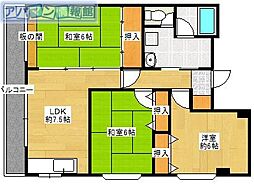 第2スカイマンション青嵐 3DKの間取図画像