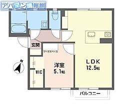 ピリカA棟 1LDKの間取図画像
