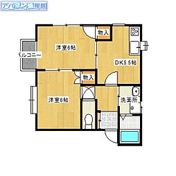 サンライズタウンC 2DKの間取図画像