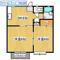 パークタウンA棟 2DKの間取図画像