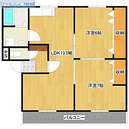 ビューハイツ青山 2LDKの間取図画像