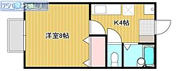 ヴィラ・コンコルディア 1Kの間取図画像