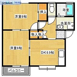 ファミリーハイツB 2DKの間取図画像