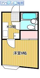 ハウス早福 1Kの間取図画像