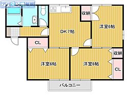 セーヌB 3DKの間取図画像