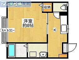 カトレア 1Kの間取図画像
