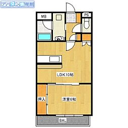 ヒルトップ上山 1LDKの間取図画像