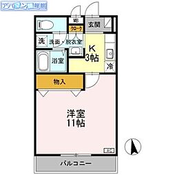 オードピュール 1Kの間取図画像