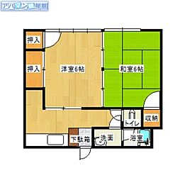 コーポ平島 2Kの間取図画像