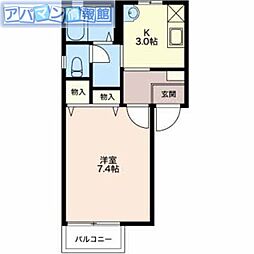 ディアス関分 1Kの間取図画像
