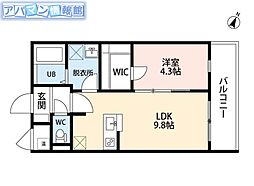 レデス東青山 1LDKの間取図画像