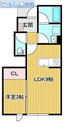 CIEL TERAO 1LDKの間取図画像