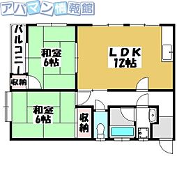 コンフォート元町 2LDKの間取図画像