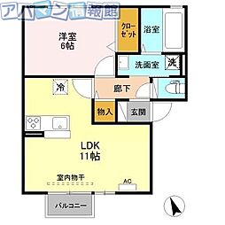アムール中央 1LDKの間取図画像