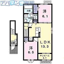 クレストI 2LDKの間取図画像