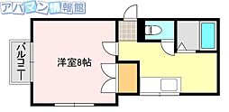 キューダス 1Kの間取図画像