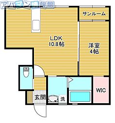 PRE楚川B 1LDKの間取図画像
