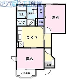 マノワール・ヴェール1 2DKの間取図画像
