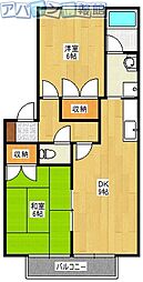 アスターアオキ 2DKの間取図画像