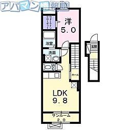 ロージィ・コート 1LDKの間取図画像
