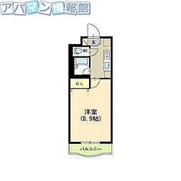 パークサイドグリッター弁天 1Kの間取図画像
