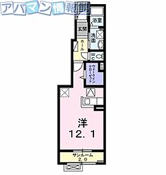 リヴェール 1Kの間取図画像