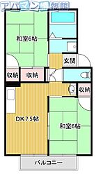コーポライラック 2DKの間取図画像