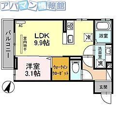 オリーブ2 1LDKの間取図画像