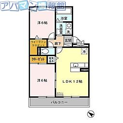 コンフォール・カメリア 2LDKの間取図画像