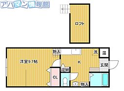 アーバンブルー 1階1Kの間取り