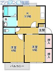 サンモールA棟 2Kの間取図画像