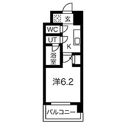 スプランディッド難波 1Kの間取図画像