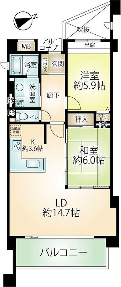 【間取図】東南向きの使いやすい間取りです