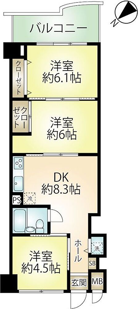 【間取図】使いやすいフローリングの間取りです